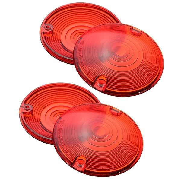 "ZYTC 3 1/4" Red Motorcycle Turn Signal Lens Kit for Harley-Davidson Electra Glide & Road King - Pack of 4"