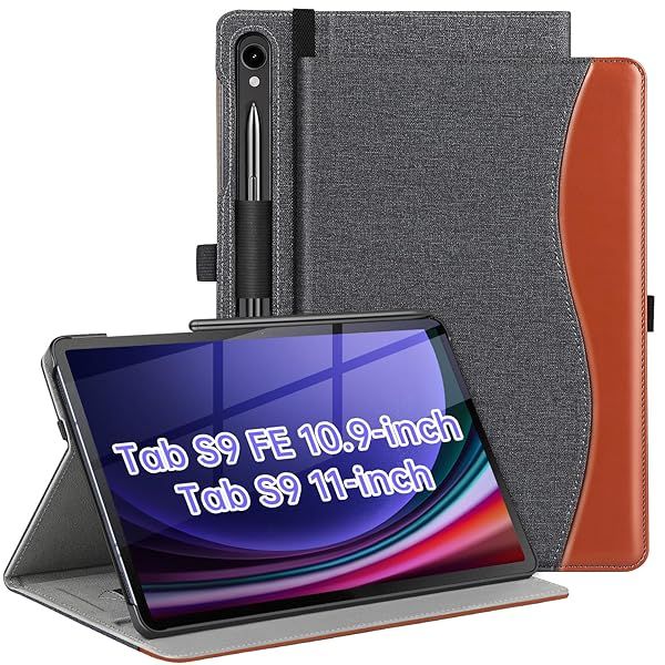 ZtotopCases Samsung Galaxy Tab S9 FE & S9 Case - Premium PU Leather Folio, Auto Sleep/Wake, Multiple Angles, Denim Black