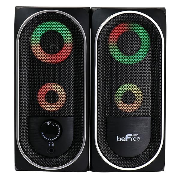beFree Sound 2.0 Computer Gaming Speakers with LED RGB Lights, Black