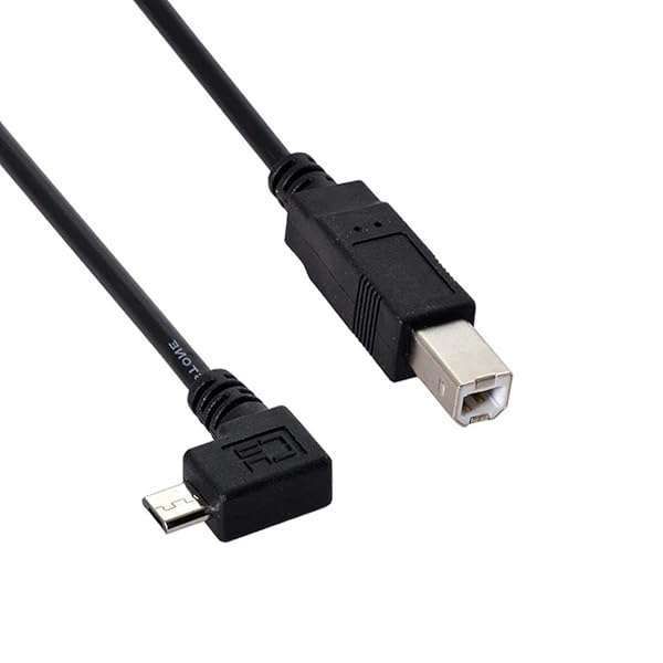 chenyang CY Micro USB to Printer Cable,Micro USB OTG 90 Degree Left Angled to USB Type B Printer Scanner Hard Disk Cable 60cm