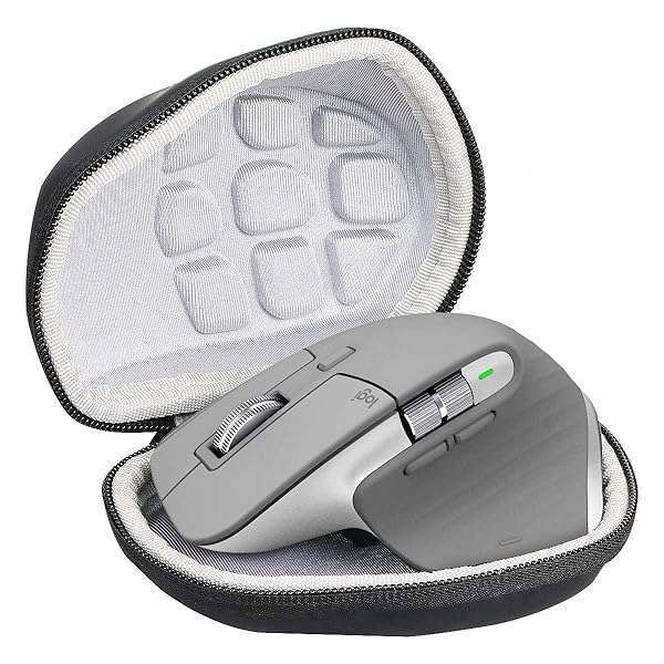 co2CREA Hard Travel Case for Logitech MX Master 3 & 2S - Durable Black Case with White Interior