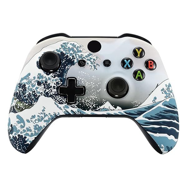 eXtremeRate Great Wave Faceplate for Xbox One X/S Controller - Soft Touch Grip Housing Shell (Model 1708)