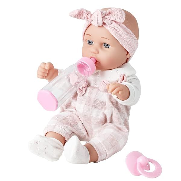 Enjoyin 12 Inch Baby Doll Gift Set with Pink Clothes Pacifier Blanket and Feeding Bottle Perfect Gift for Ages 3 and Up