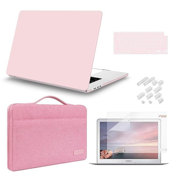iCasso MacBook Air 15 inch Case 2023 2024 2025 Hard Shell Sleeve Bag Screen Protector Keyboard Cover Rose Quartz