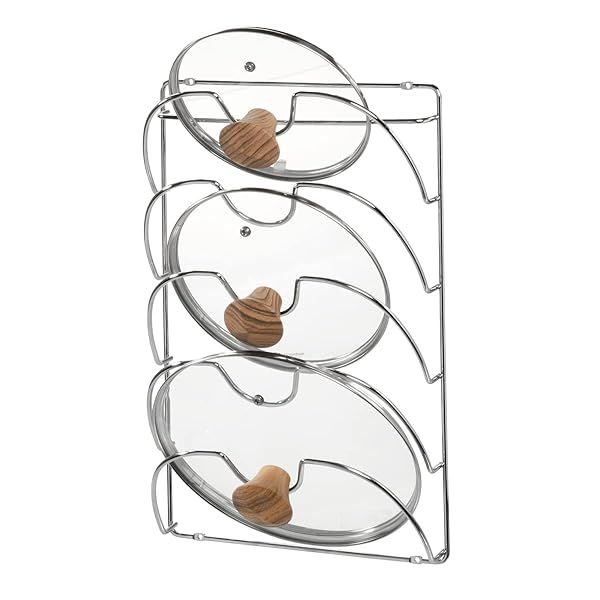"iDesign Classico Kitchen Cabinet Storage Rack for Pots & Pans - Chrome, 10.80" L x 3.83" W x 16.76" H"