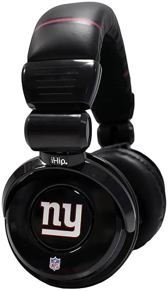 iHip Official Giants Noise Isolation Pro DJ Quality Headphones with Detachable Cord and Built-In Microphone for Giants Fans