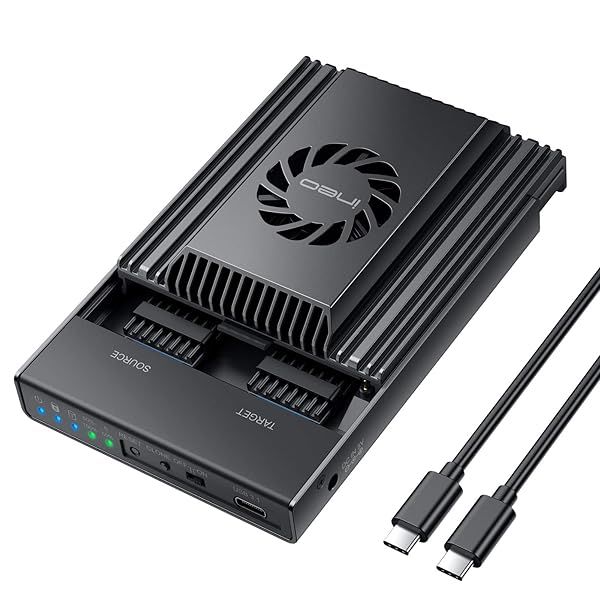 ineo Dual-Bay NVMe Clone Docking Station with Cooling Fan for Offline Clone Duplicator 2608