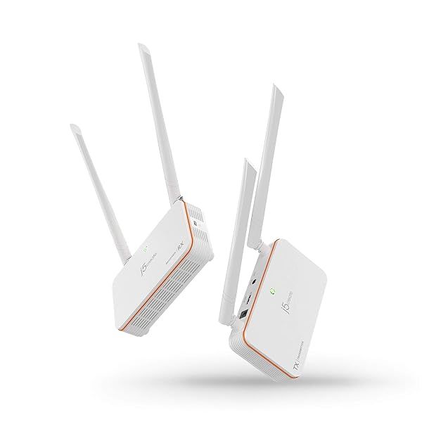 j5create Wireless HDMI Extender 1080p 60fps - 200ft Range, Low Latency, IR Remote for Home/Office/Church (JVAW53)