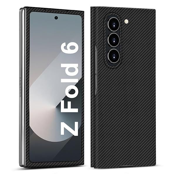 Kaisenkec Slim Carbon Fiber Case for Samsung Galaxy Z Fold 6 Lightweight Matte Black Gray Wireless Charging Compatible Cover