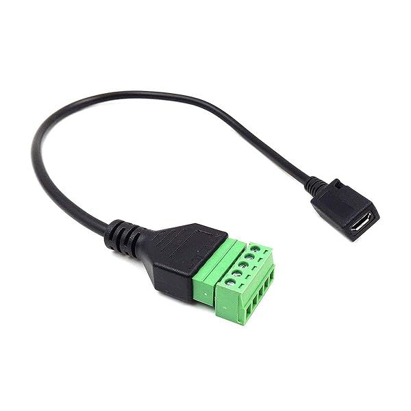 "11.8" Micro USB Female to 5 Pin Screw Terminal Adapter for Charging & Data Transfer - Kework Connector Cable"
