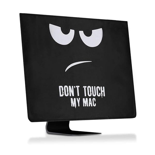 "KWMobile 4-in-1 Cover for Apple iMac 27" & iMac Pro - Stylish 'Don't Touch My Mac' Case in White/Black"