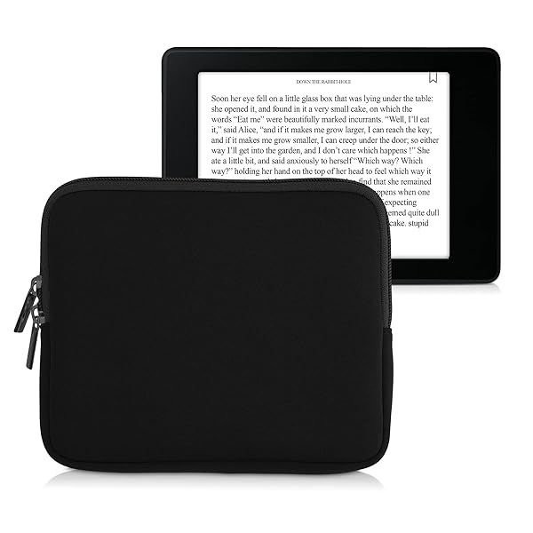 "KWMobile Neoprene e-Reader Pouch for 6.8-7" Devices - Universal Black Sleeve Case with Zipper"