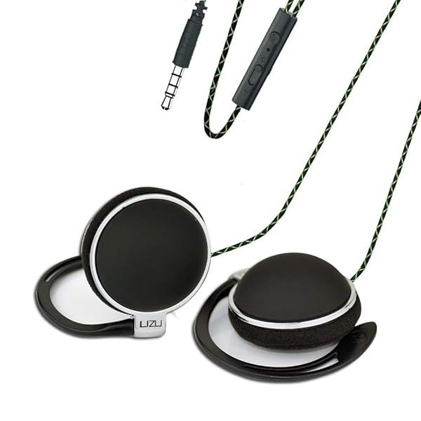 Leqingchun Clip Type Earphones: Portable Stereo Headphones with Microphone for iPhone & Android - Black