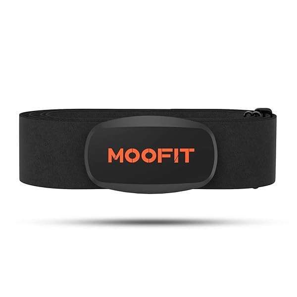 Moofit Bluetooth Heart Rate Monitor Chest Strap - Waterproof & Compatible with Peloton, Strava, TRX & More