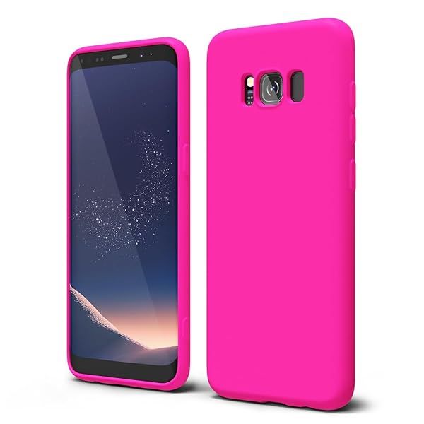 Oakxco Hot Pink Fuchsia Liquid Silicone Phone Case for Samsung Galaxy S24 Ultra Slim Soft Rubber Gel Cover for Women and Girls