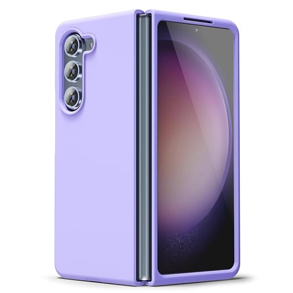 Oakxco Liquid Silicone Phone Case for Samsung Galaxy Z Fold 4 Cute Slim Soft Rubber Gel Cover in Lilac Lavender Light Purple