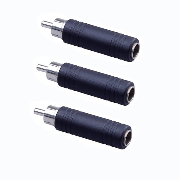 RGZHIU 6.35mm to RCA Adapter - 3 Pack Mono Female to RCA Male Plug Converter