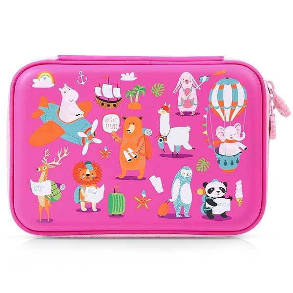 Rockpapa Kids Travel Pencil Case - Cute Animal Designs for School | Hippo, Rabbit, Elephant & More!