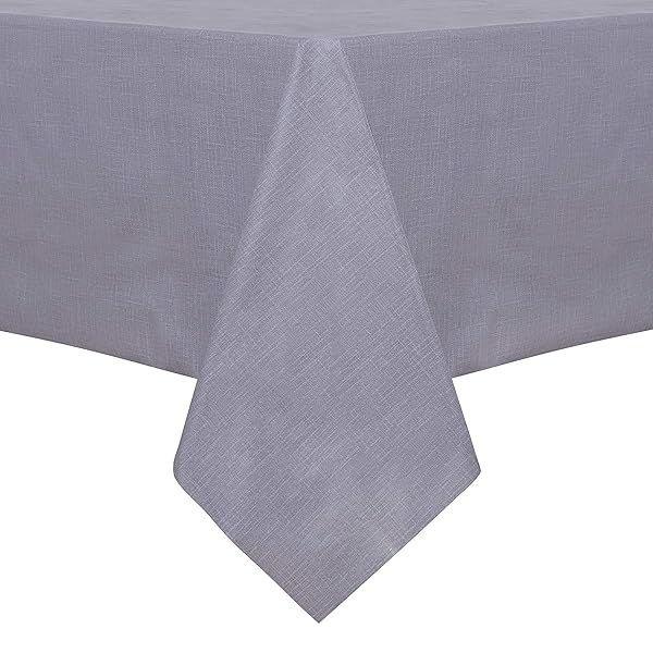 "Buy Sancua 100% Waterproof PVC Tablecloth 54x78" - Oil & Spill Proof Grey Vinyl Cover for Dining, Buffets & Camping"