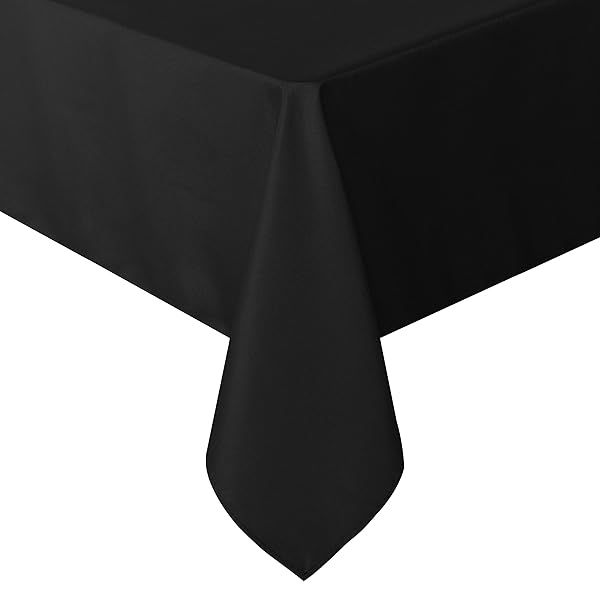 54x54 Inch Sancua Square Tablecloth - Stain & Wrinkle Resistant Black Polyester for Dining, Buffets & Camping