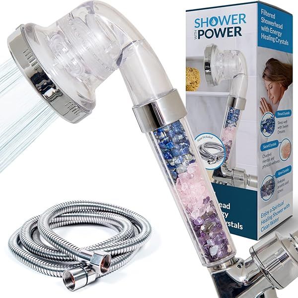 High Pressure Handheld Shower Head with Filter for Spa Experience Includes Bracket and 6 Foot Hose
