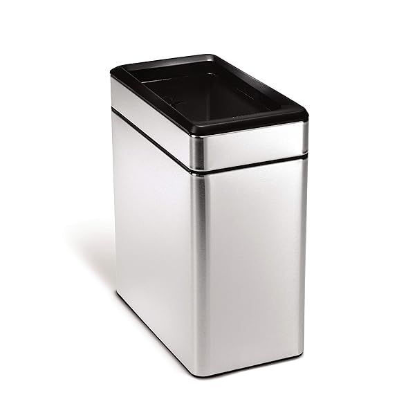 Simplehuman 10L Slim Trash Can: Stylish Brushed Stainless Steel for Bedroom, Bathroom & Office