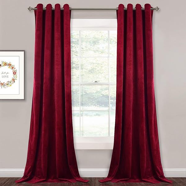 StangH Red Velvet Curtains 90 Inches Christmas Home Decor Drapes for Bedroom Living Room Nursery Heavy Thick Backdrops 2 Panels