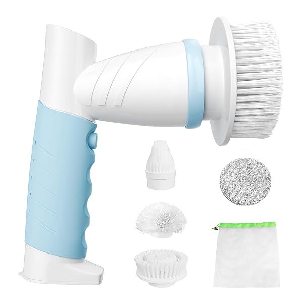 SZFIXEZ Electric Spin Scrubber with 4 Replaceable Brush Heads for Efficient Bathroom and Home Cleaning