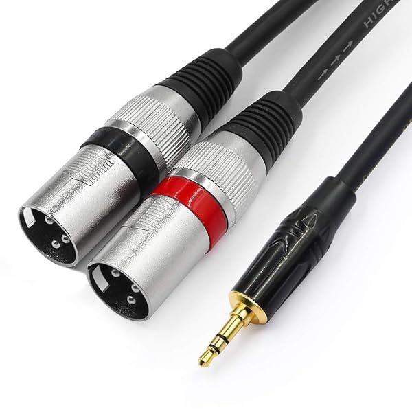 Tisino 3.5mm to Dual XLR Stereo Cable - 1/8 Inch Mini Jack to 2 XLR Male Y Splitter Adapter - 3.3 FT
