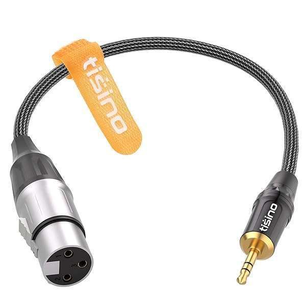 "Tisino XLR to 3.5mm Adapter - Gold-Plated Female to 1/8" Mini Jack for Microphones - 1ft Balanced Audio Cable"