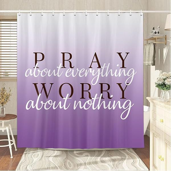 Wathon Purple Shower Curtain Lilac Inspirational Quotes Cloth Fabric Bathroom Decor Set 72x72in Modern Cute Chic Design