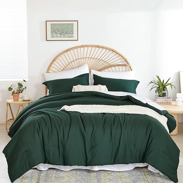 Weigelia Emerald Green 7 Piece Queen Comforter Set Bed in a Bag All Season Bedding with Sheets
