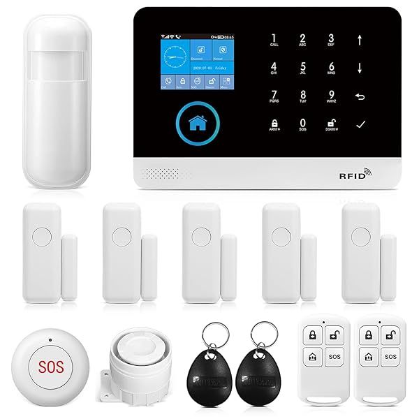 Wireless WiFi Smart Home Security Alarm System with Motion Detector App Notifications Door Window Sensor Siren Compatible with Alexa No Fees