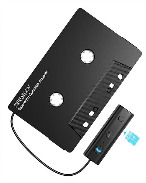 Zeesean Car Bluetooth 5.1 Cassette Adapter Wireless Aux Receiver for Vehicle with TF Card Support and Tape Player Compatibility