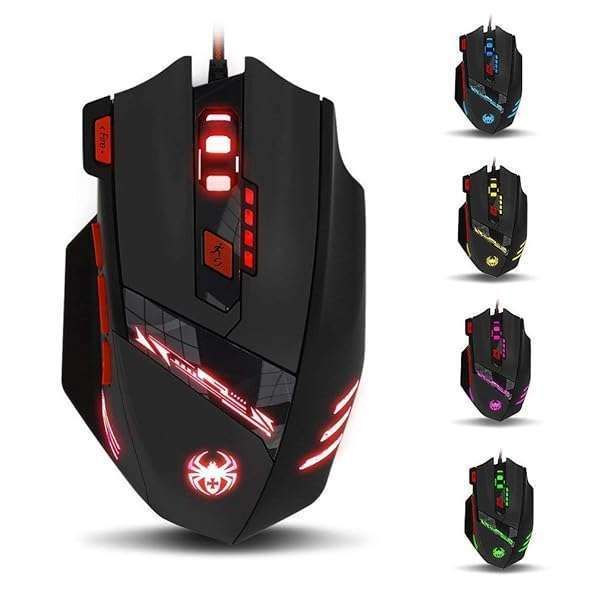 Zelotes T90 Gaming Mouse: 9200 DPI, 8 Programmable Buttons, LED Lights & Weight Tuning for PC & Laptop