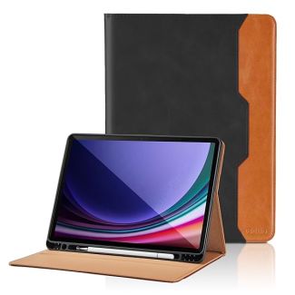 Samsung Galaxy Tab S9 FE 10.9 Inch S9 11 Inch 2023 PU Leather Folio Case with S Pen Holder Auto Wake Sleep Smart Cover Black