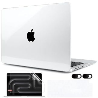 MEEgoodo MacBook Pro 16 inch Case 2024 2023 2021 Hard Shell with Keyboard Webcam Cover for M3 M2 M1 Pro Max Touch ID Crystal Clear
