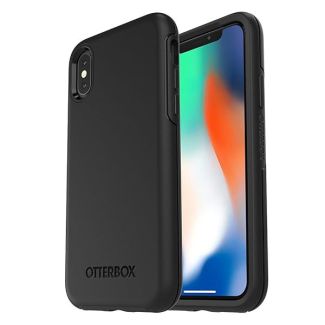 OtterBox iPhone Xs AND iPhone X Symmetry Series Case - BLACK, ultra-sleek, wireless charging compatible, raised edges protect camera &amp; screen