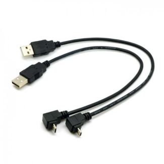 cablecc 2pcs USB 2.0 Male to Micro USB Up &amp; Down Angled 90 Degree Cable 30cm for Cell Phone Tablet