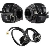 1'' Handlebar Control Switch Kit with Wiring Harness for Harley Dyna & Softail XL883 - Black ESUBOSHI