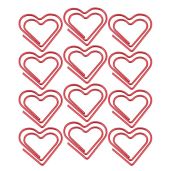 12 Pcs Heart Shape Paper Clips - Metal Document Clips for School & Office Organization (Red)