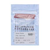 20PCS 1N4733A Zener Diode 5.1V 1W DO-41 Axial - High-Quality Silicon Power Diodes
