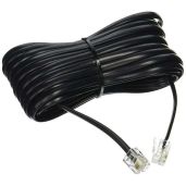 25ft Black Telephone Extension Cord with RJ-11 Plugs - Durable Phone Line Cable