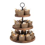 3 Tier Cupcake Stand Wood Serving Tray Tower for Desserts Cookies Candy Buffet Home Tea Party Wedding Farmhouse Kitchen Decor