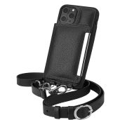 Smartish iPhone 11 Pro Crossbody Case for Women - Stylish Stiletto Black-Silver Purse with Detachable Strap & Card Holder