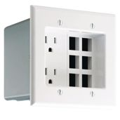 Leviton 690-W Recessed Duplex Receptacle: 125V, 15A, 2 Pole, 3 Wire - White Electrical Outlet