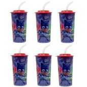 6-Pack PJ Masks 16oz Reusable Tumblers with Lids & Straws - BPA-Free Sports Drink Cups