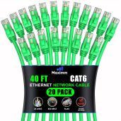 Maximm Cat 6 Ethernet Cable 30ft (2-Pack) - High-Speed 10Gbps LAN & Internet Cable - UTP, 550MHz, Green
