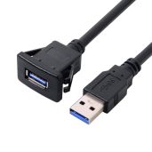Xiwai 1M Waterproof USB 3.0 Extension Cable for Car Dashboard - Durable AUX Latch Mount