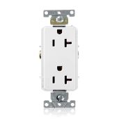 Leviton 16342-W 20A Decora Plus Duplex Receptacle - Commercial Grade, Self-Grounding, White